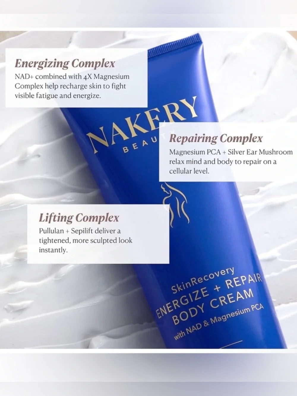 Nakery Beauty SkinRecovery Energize + Repair Body Cream NWT Sealed